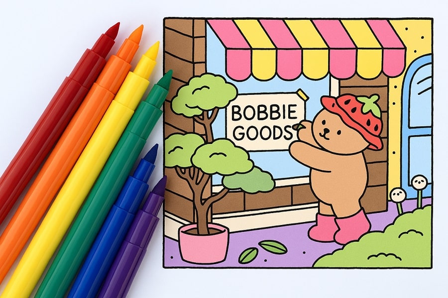 Bobbie Goods ajuda adultos a relaxar e estimular o sistema parassimpático com arte, nostalgia e produtos criativos para autocuidado diário.