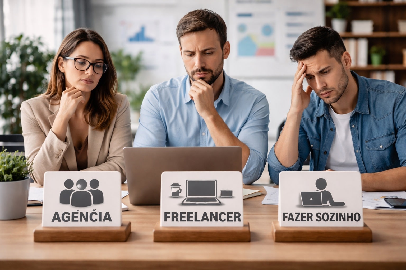 Agência de marketing, freelancer ou fazer sozinho? Veja prós, contras, custos ocultos e descubra qual modelo faz sentido para seu negócio hoje.